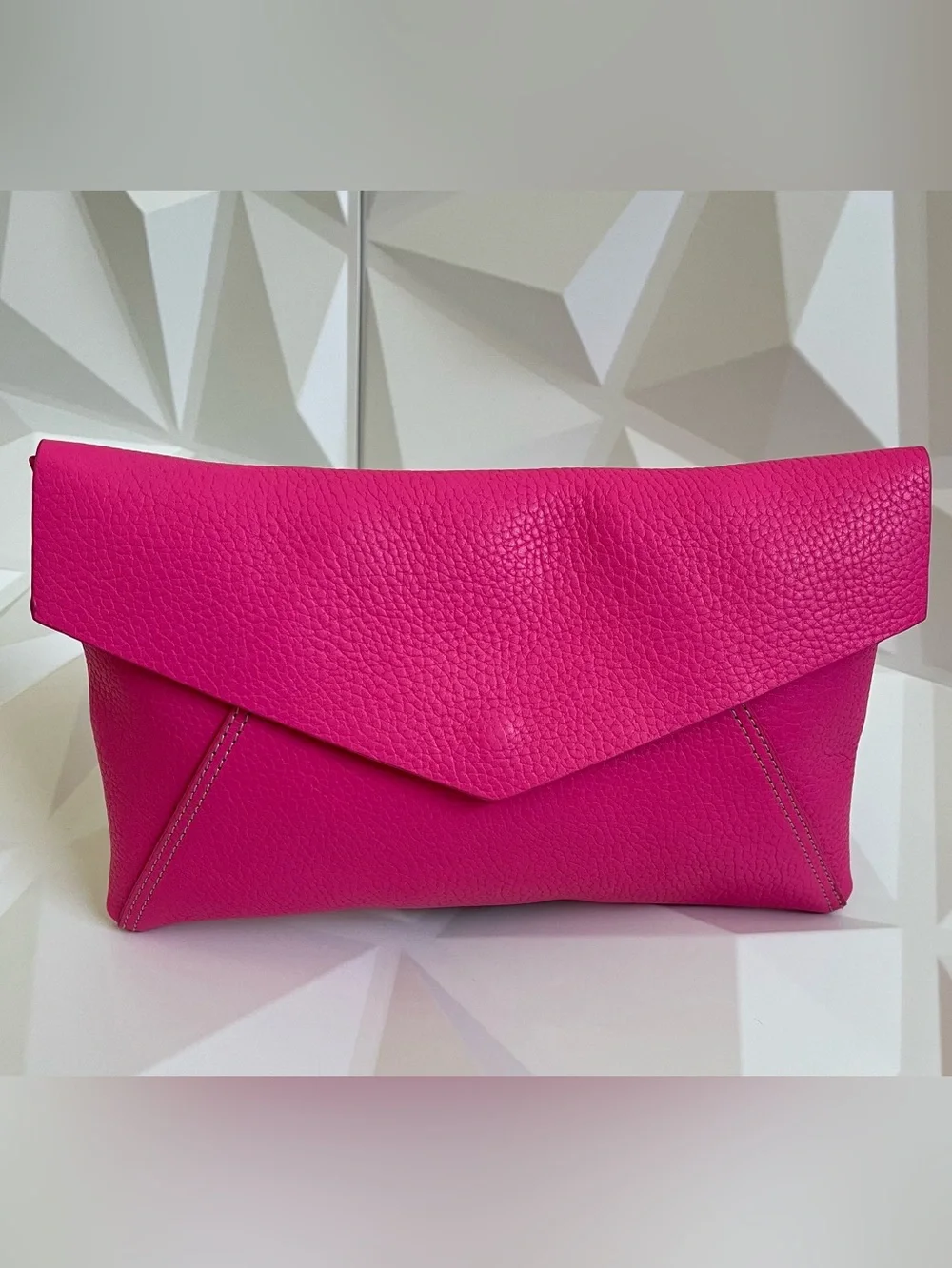J. McLaughlin Oscar Envelope Clutch Pink Leather NWT